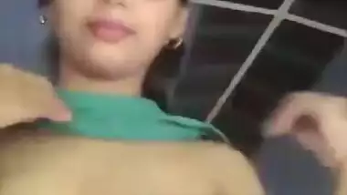 Lovely Indian gal motivates BF to have sex by flashing her XXX tits