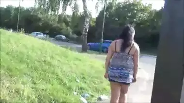 Indian amateur bbw Kikis public flashing and outdoor voyeur masturbation with a