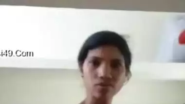 Busty amateur chick XXX caresses her big Desi tits for hot video