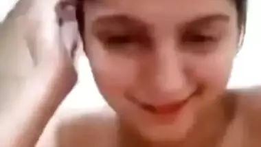 Internet friend sees Indian cutie's tits and it makes him very happy