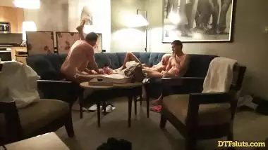 Two Blonde Babes DP Anal In Real Swinger Group Sex Late Night Hotel Party
