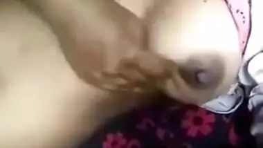 Young Desi model exposes boobies and hair on pubis in solo sex show