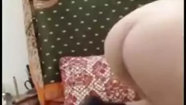 Naked Desi gal uses big cucumber to stick into her XXX anal hole