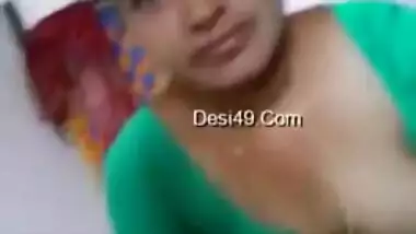 Boy is lying in bed filming Desi slut who bares her XXX tits for him