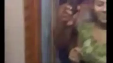 Woman has sex tits to expose in the XXX shower cabin and before mirror