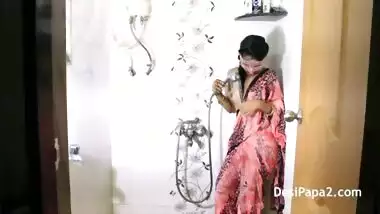 Young Mumbai College Teen In Bathroom Teasing Striptease Playing With Her Natural Juicy Tits