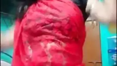 Minu Roy Red Saree Transparent Navel and Back, Married, Bigo ID inside Video