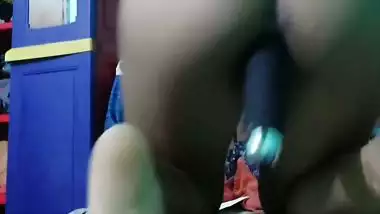 A horny slut masturbates with a big dildo in sexy video bf