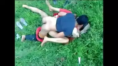 Bearded man penetrates an Indian MILF on green grass in outdoor porn