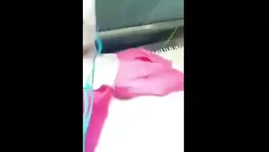 Beautiful teen plays with her firm boobs while on a video call with lover